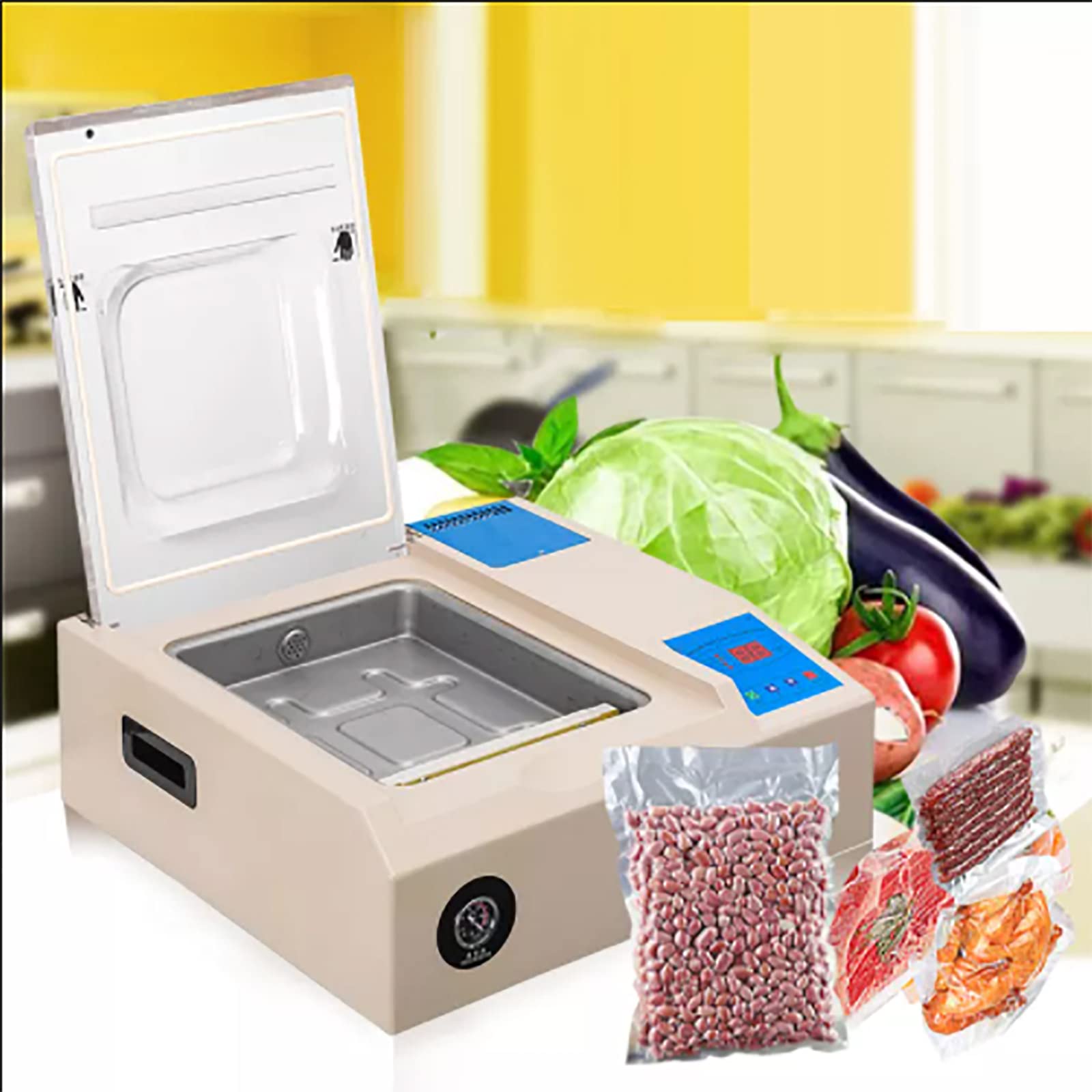 Máquina De Envasado Al Vacío Comercial, Sellador Al Vacío De Cámara con Control Automático, Ancho De Sellado Profesional, Alimentos Que Incluyen Carnes Frescas, Adobos, Sopas, Salsas Y Más