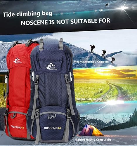 Miniatura 9 de Mochila de senderismo ligera impermeable de 60 L con cubierta de lluvia, mochila deportiva para viajes al aire libre para escalar, campamento, viajes
