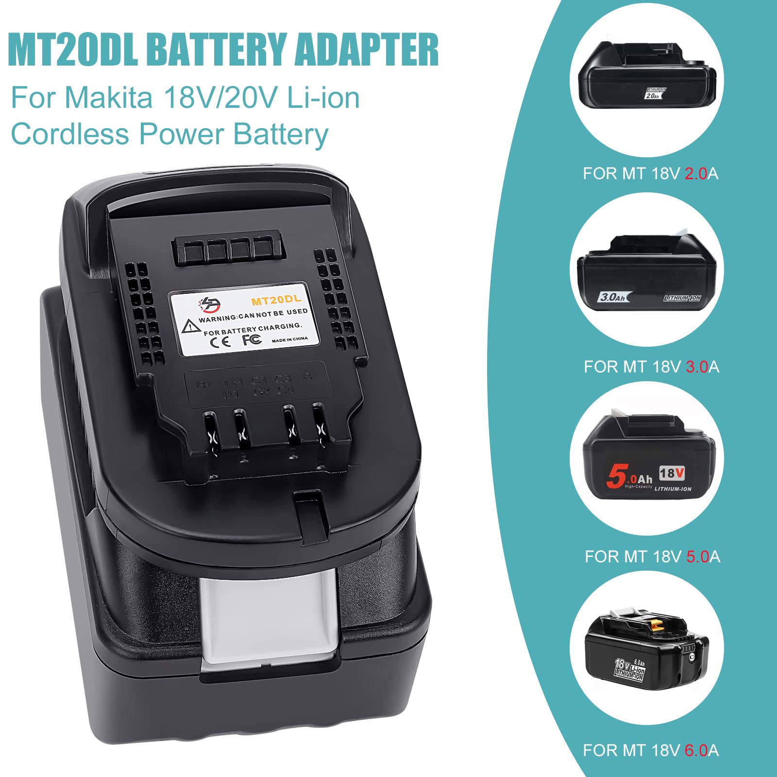LaiPuDuo MT20DL Adapter for Makita 18V to for DeWalt 20V DCB200 Battery Adapter?Convert for Makita 18V Battery to for Dewalt 20V Tool Use