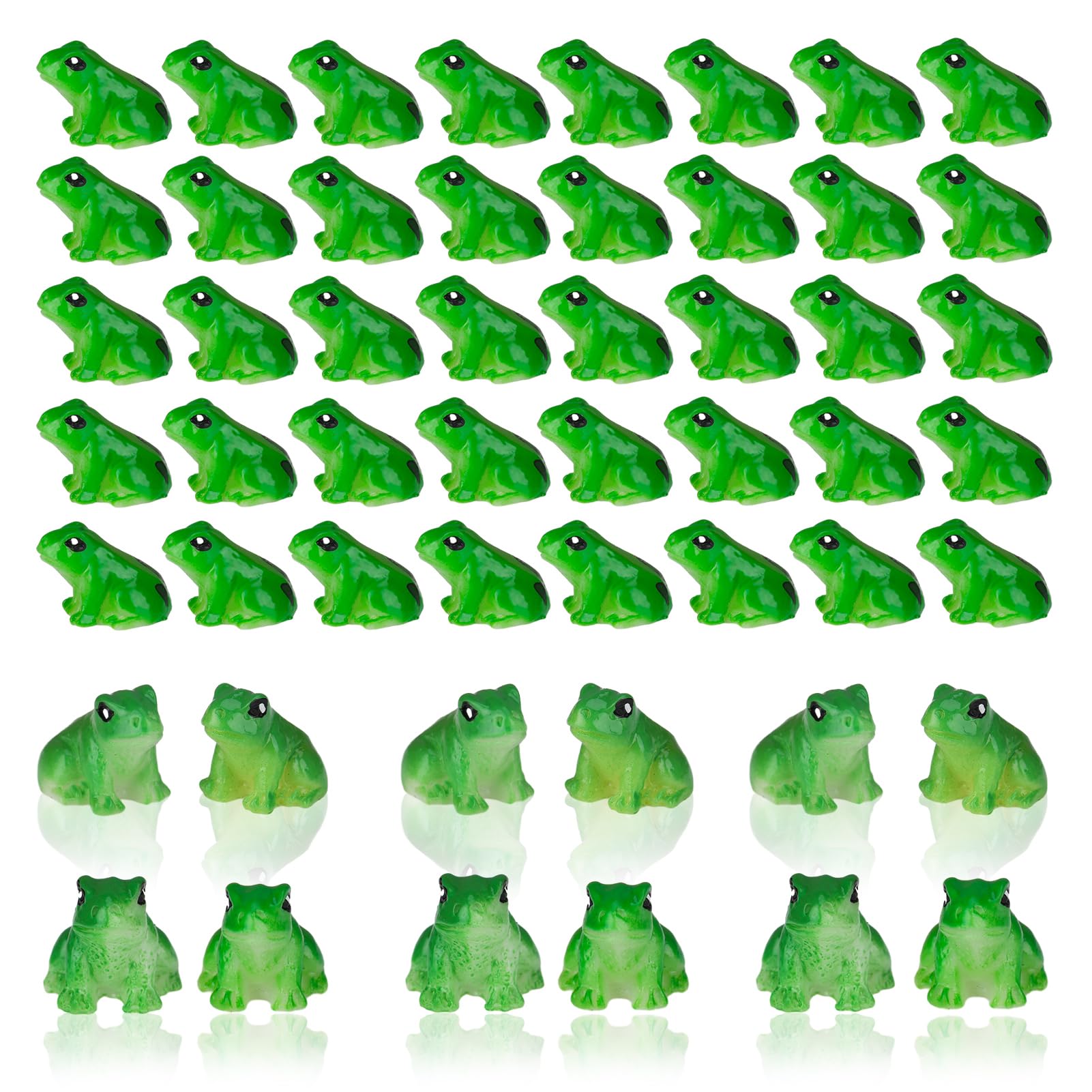 40 PCS Mini Resin Frog Green Frog Miniature Statue Frog Model Fairy Tale Garden Miniature Moss Landscape DIY Glass Container Handicraft Birthday Party Decoration, 2 Styles