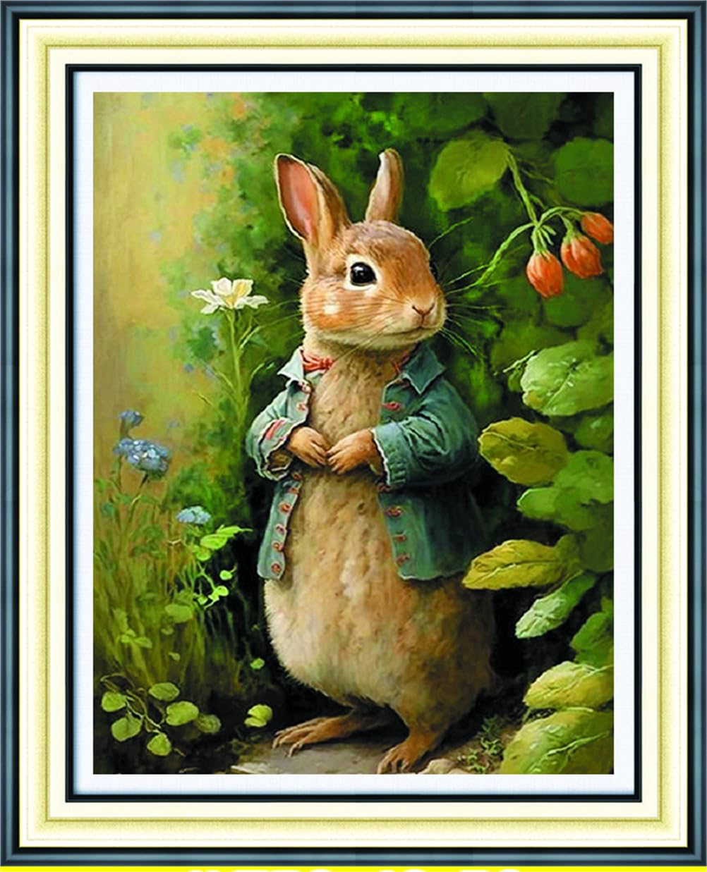 Meecaa Cross Stitch Kits 11 Count Stamped, Rabbit Flower Animal Embroidery Kit with Accessories Pre Printed (40CMx50CM) (RABIT)