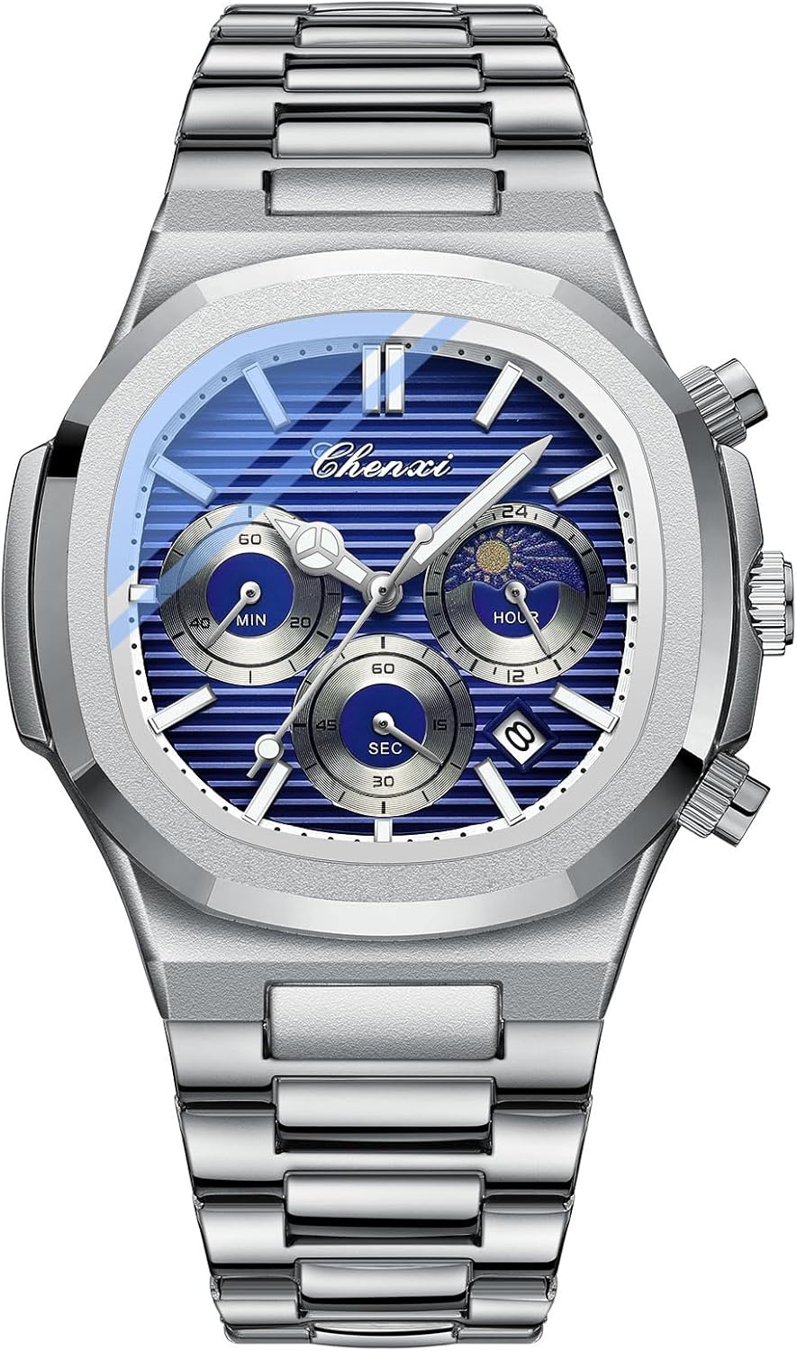 OIDEA Watches for Men: Multifunctional Sports Analog Quartz Mens Watches Waterproof Luminous Chronograph Business Dress Wristwatch with Stainless Steel Detachable Strap