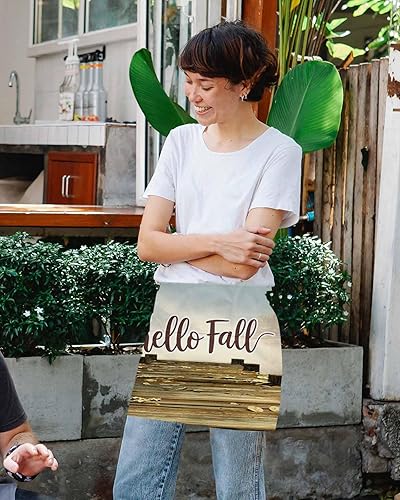 Miniatura 4 de Delantales de servidor, puente de madera de río, otoño, Acción de Gracias, temporada romántica, muelle amarillo, para camarera, Otoño de Acción de