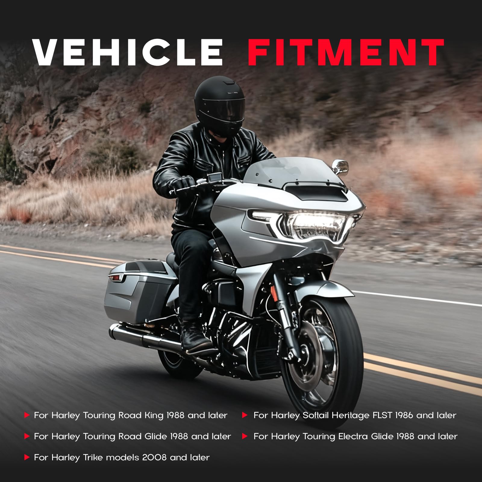 Schalthebel mit Fersen-Zehen-Verbindung für Harley Touring Electra Glide, Street Glide, Road Glide, Road King (1988–2024), FL Softail (1986–2017) und Tri Glide Trikes (2008–2024), Schwarz