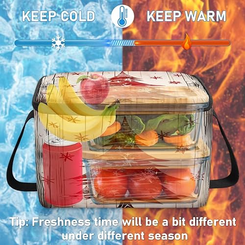 Miniatura 6 de Christmas Tree Funny Insulated Lunch Bag Women Reusable Lunch Tote Square Meal Bag for Adults Men Cooler Lunch Box for Work Travel Picnic Food