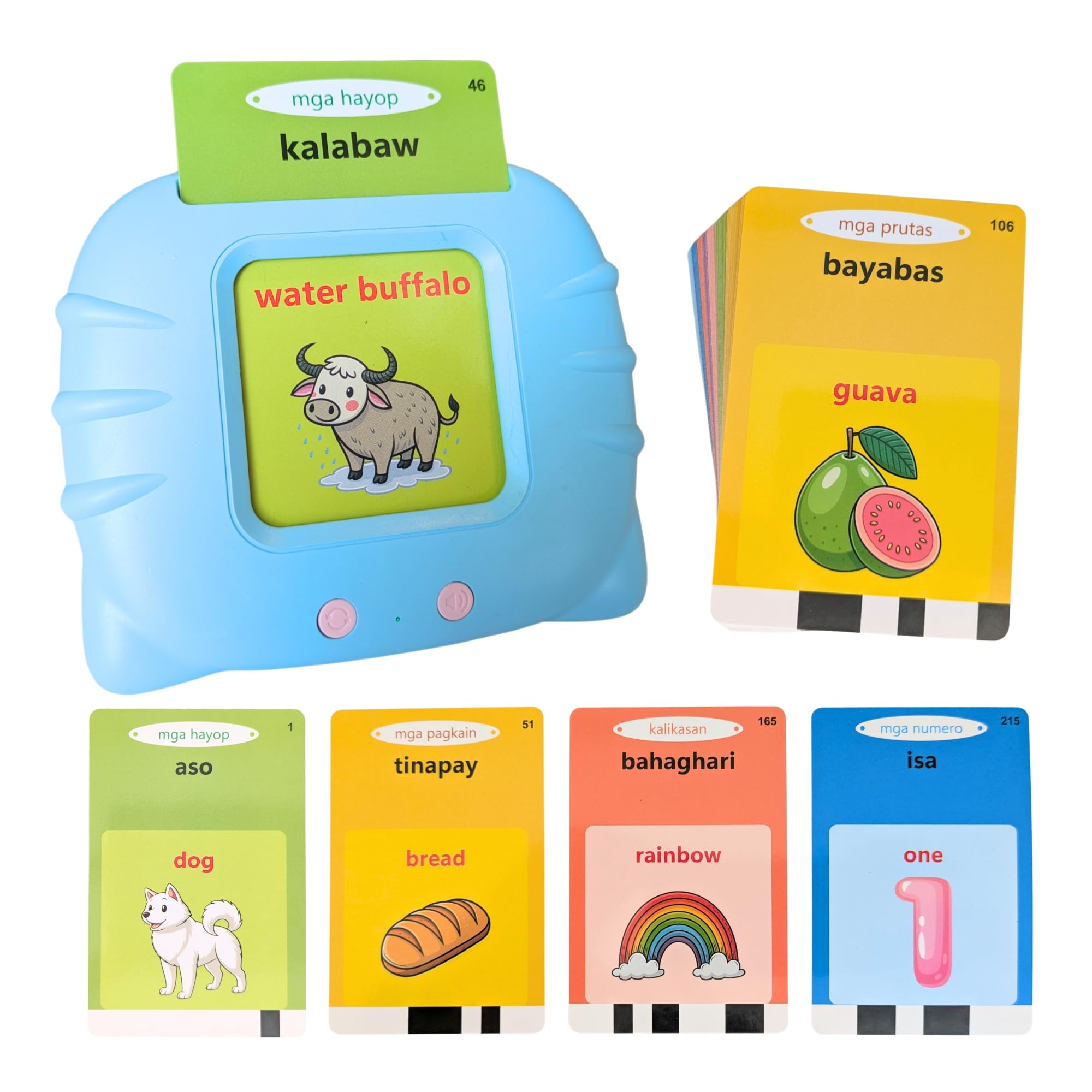 Tagalog Talking Flashcards, Animals, Numbers, Colors, Shapes, Fruits, Vegetables, Daily Items, and More. Fun Filipino Educational Toy for All Ages,