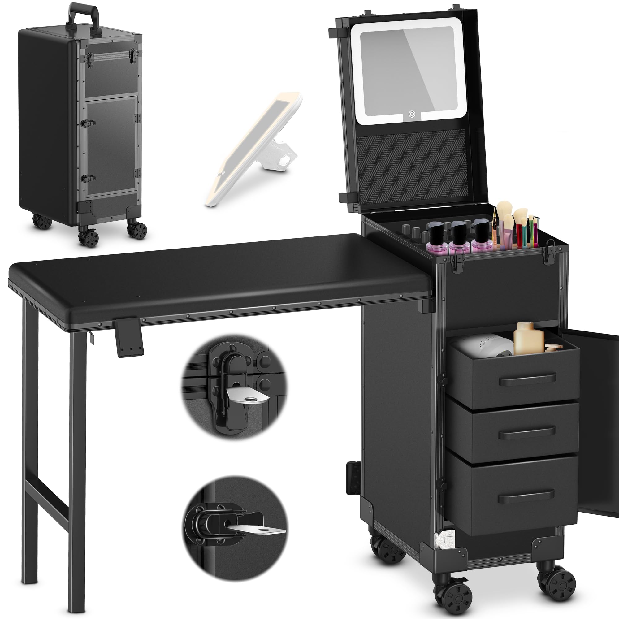 Amazon.com: EASYINBEAUTY Rolling Portable Manicure Table