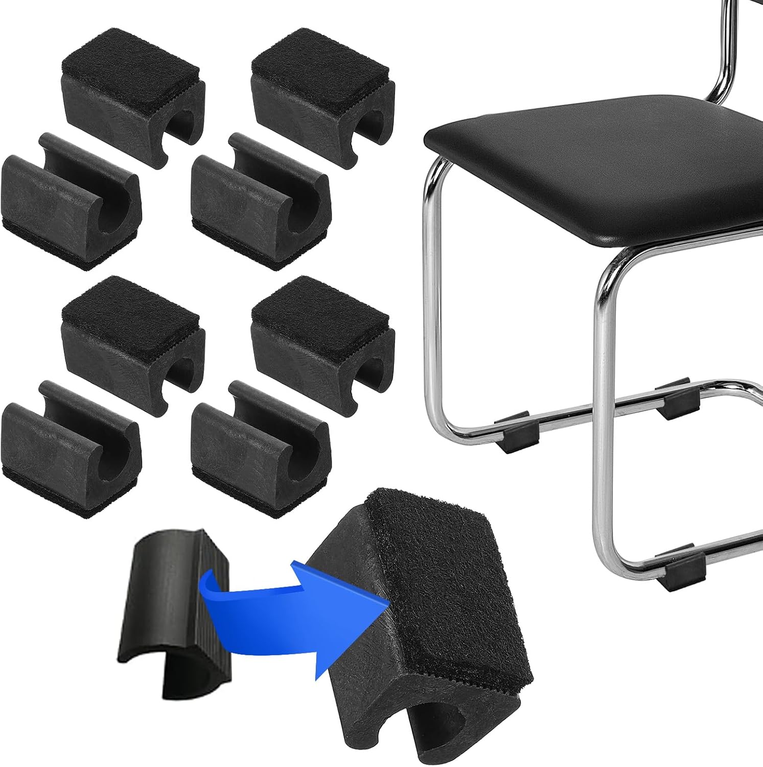PATIKIL Rectangle U Shaped Chair Leg Tips Caps With Felt Pads, 50 Pack...