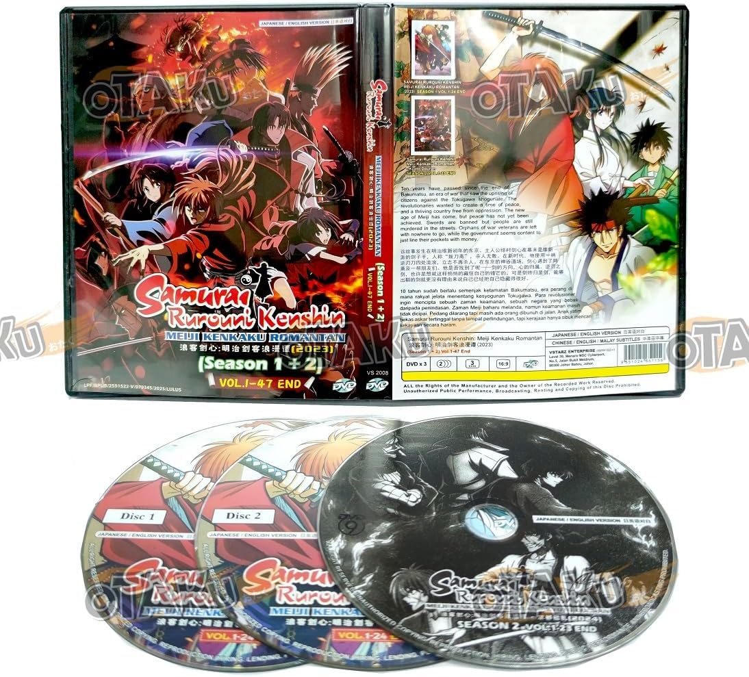 SAMURAI RUROUNI KENSHIN : MEIJI KENKAKU ROMANTAN (SEASON 1+2) - COMPLETE ANIME TV SERIES DVD BOX SET ( ENGLISH DUBBED WITH ENGLISH SUBS ) SHIP FROM UK
