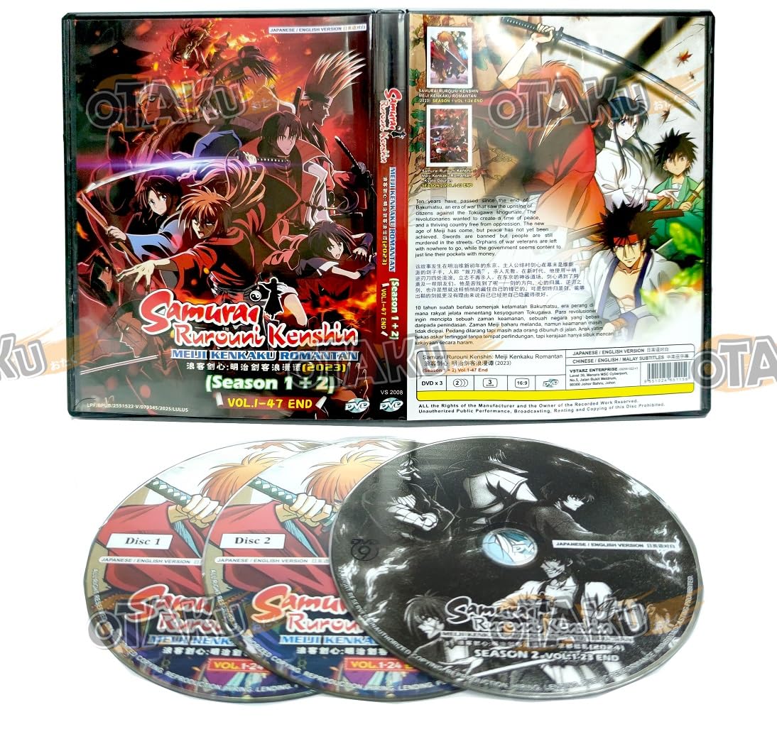 SAMURAI RUROUNI KENSHIN : MEIJI KENKAKU ROMANTAN (SEASON 1+2) - COMPLETE ANIME TV SERIES DVD BOX SET ( ENGLISH DUBBED WITH ENGLISH SUBS ) SHIP FROM UK