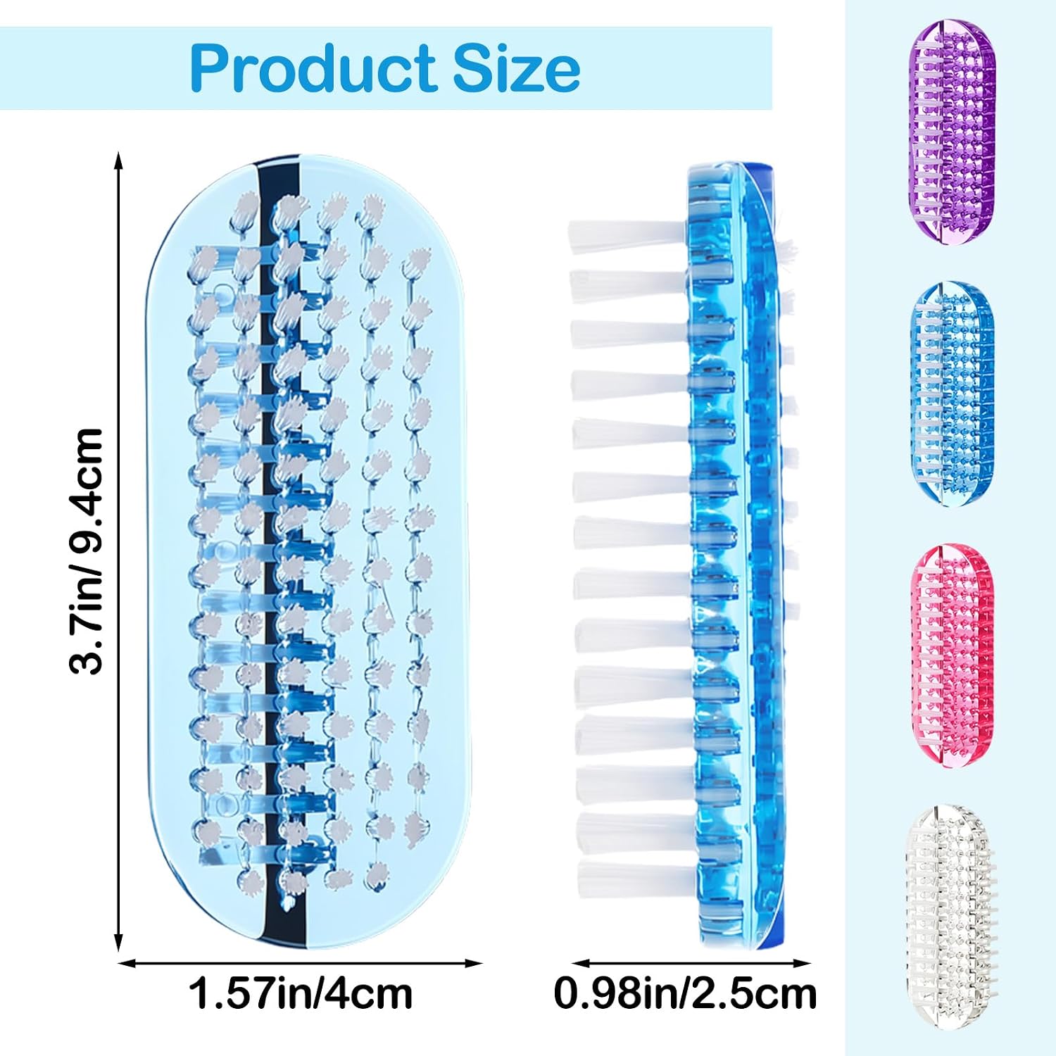 4pcs Nail Brush for Cleaning Fingernails 2 Sided Hand Fingernail Scrub Brush Soft Stiff Bristles Nail Cleaning Brushes Nails Scrubber Brushes for Men Women Kids Travel Home