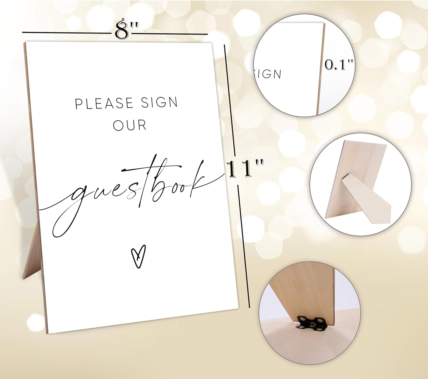Please Sign Our Guestbook, Photo Guest Book Sign, 8X11 White Minimalist Style Wooden Sign, Wedding Signs for Reception, Bridal Shower Decorations, for Wedding Reception & Event Party,7 - Image 2