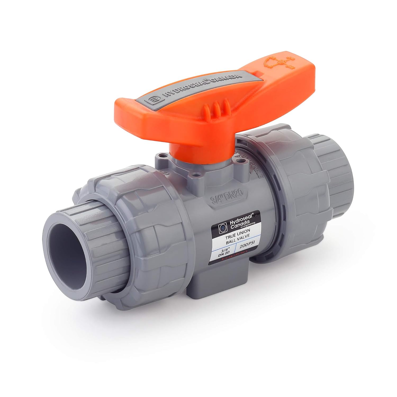 HYDROSEAL Kaplan 3/4” CPVC True Union Ball Valve Socket with Full Port, ASTM F1970, EPDM O-Rings and Reversible PTFE Seats (3/4'')