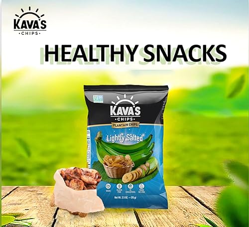 Miniatura 6 de Kava's Chips de plátano ligeramente salados 2.5 onzas (2.50 oz), 24 unidades, vegano, sin gluten, plátano original, aperitivo saludable