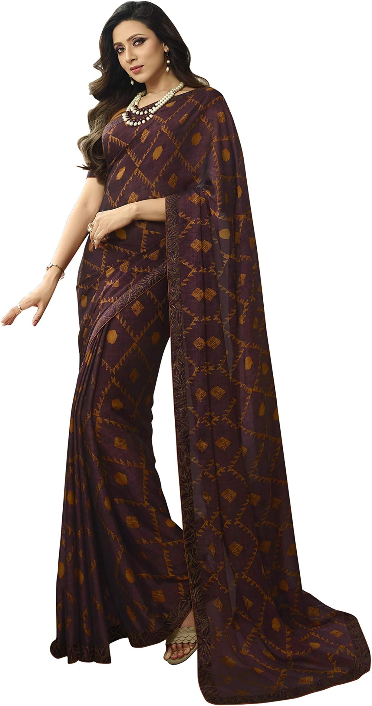 RAJESHWAR FASHION WITH RFWomen's Silk Saree With Blouse Piece (A39 MUSTARD CHECKS _Multicolored)