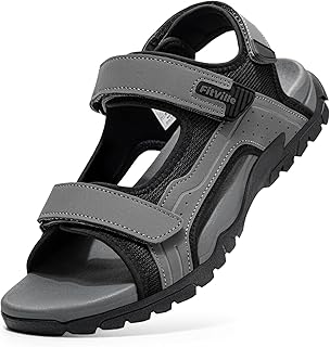 FitVille Mens Athletic Sandals With Arch Support Wide Toe Box Walking Sandals Outdoor Summer Casual Cushion Beach Sandals
