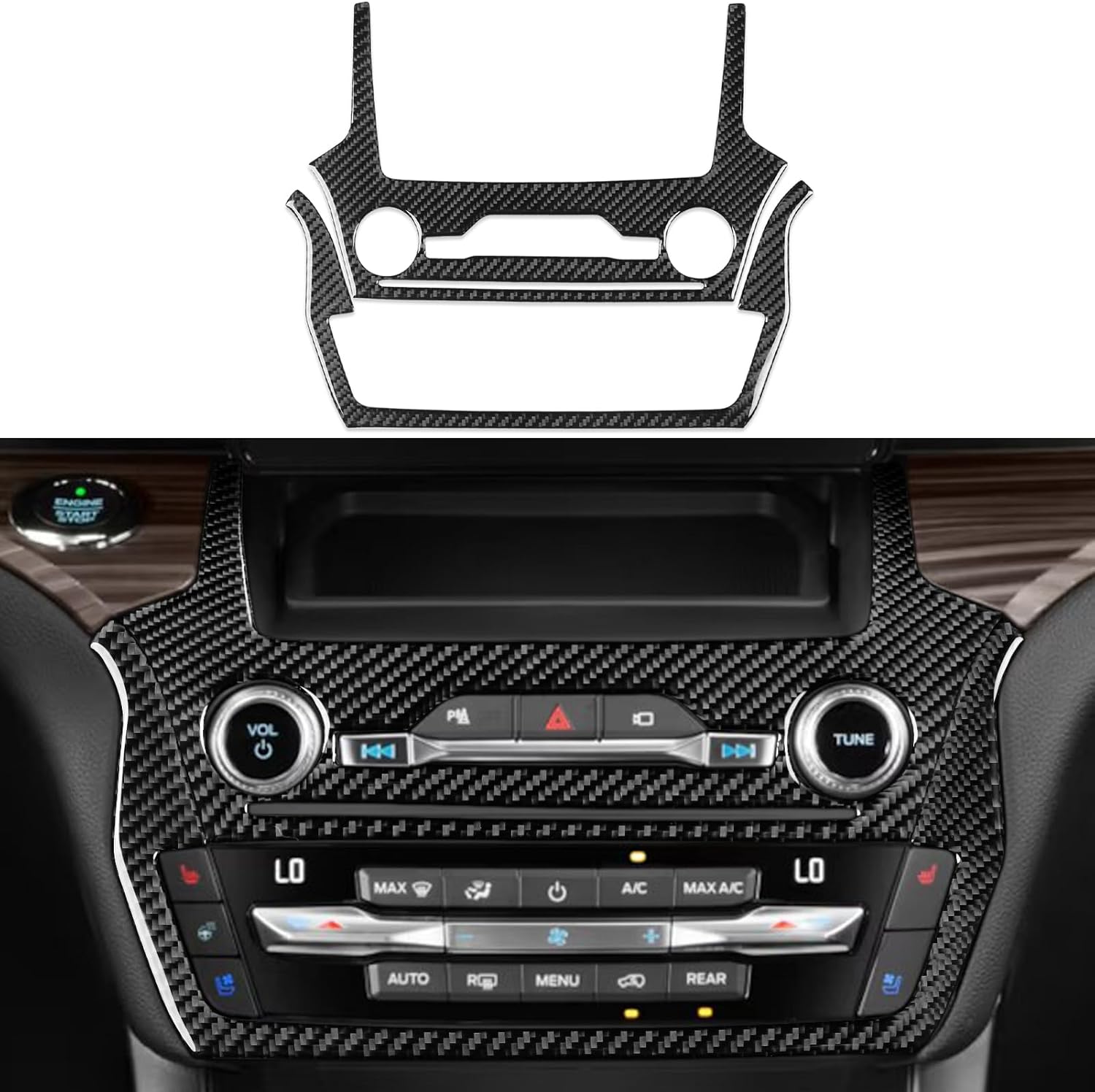 NVCNX Real Premium Carbon Fiber for Ford Explorer Accessories 2020-2024 2021 2022 2023 XLT/Limited/ST/Platinum/Timberline/ST-Line/Base/King Ranch Car Dash Panel Cover Interior Trim Sticker Decal 2PCs