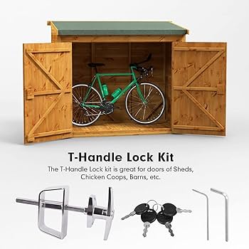 Amazon.com: Shed Door Latch T-Handle Lock Kit with 4 Keys, BTEOBFY