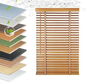 Faux Wood Blinds 2 Inch Cordless, Room Darkening Mini Venetian Horizontal Blinds & Shades for Indoor Windows, Office, Living Room, Bedroom, Multiple Colors