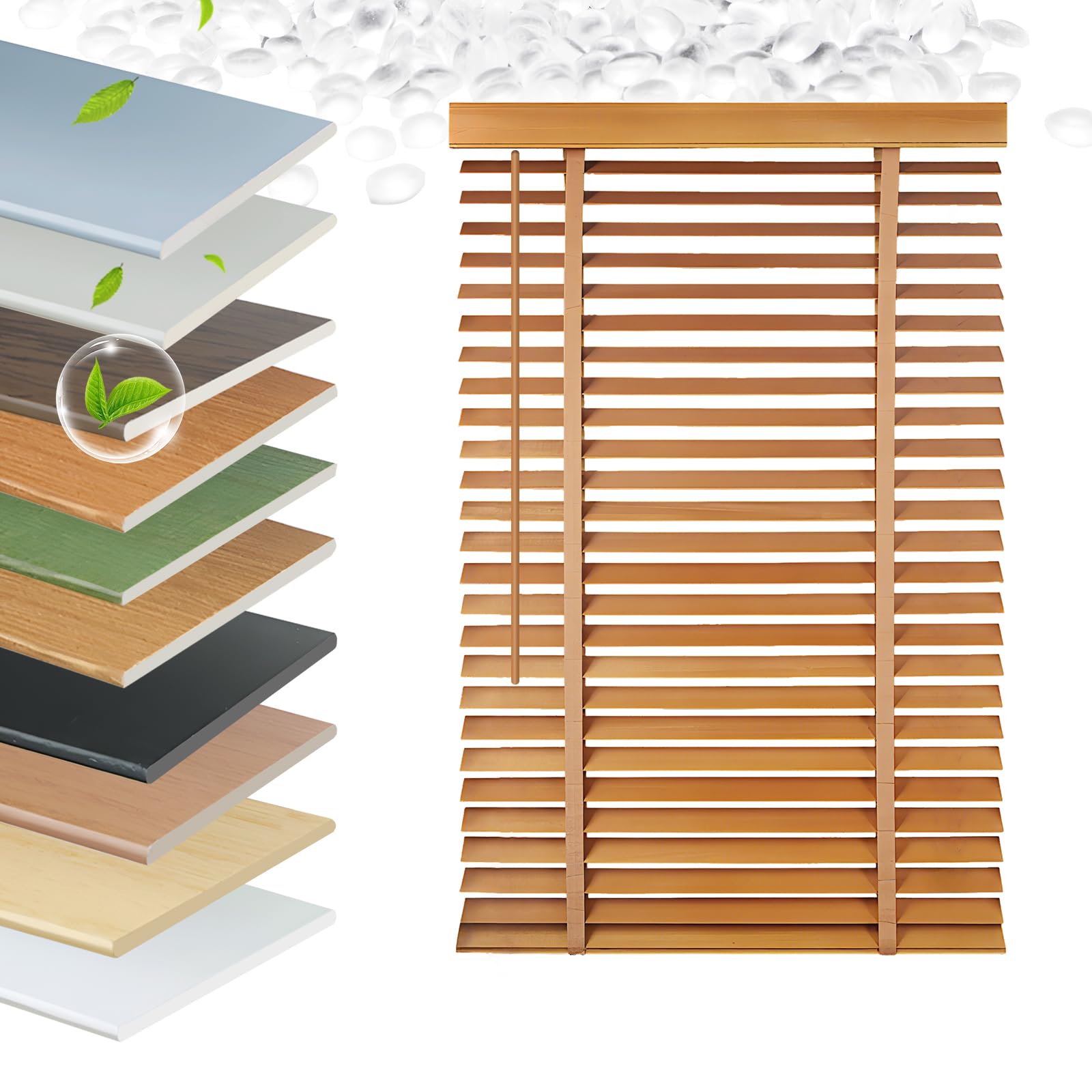 faux wood blinds 2 inch cordless, room darkening mini venetian horizontal blinds & shades for indoor windows, office, living room, bedroom, multiple colors