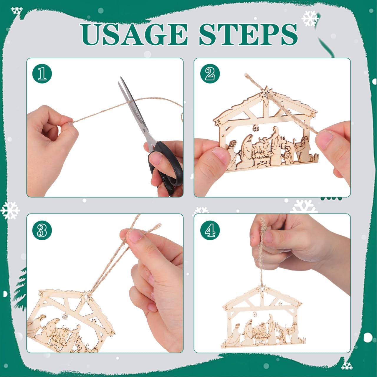 Wooden Nativity Scene Ornaments 20Pcs Unfinished Blank Celebrate The Birth of Jesus Shape Cutout Craft Decorations for DIY Crafts Christmas Party Decor - Image 6