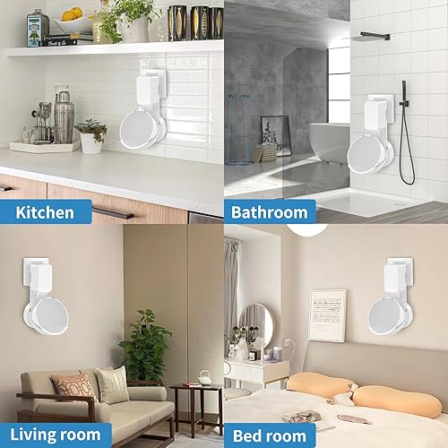 Miniatura 7 de Wall Mount Holder for Echo Pop, Outlet Hanger Stand for Echo Pop, Built-in Cable Management, White