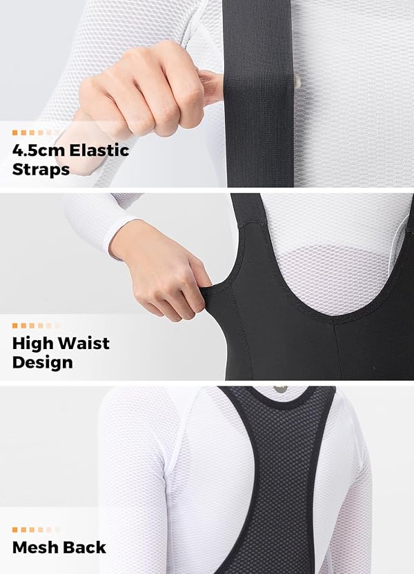 ROCKBROS Cycling Bib Pants Women Padded Winter Bike Thermal Tights Fleece Lined Leggings with Back Pocket Black by ROCKBROS - Image 6