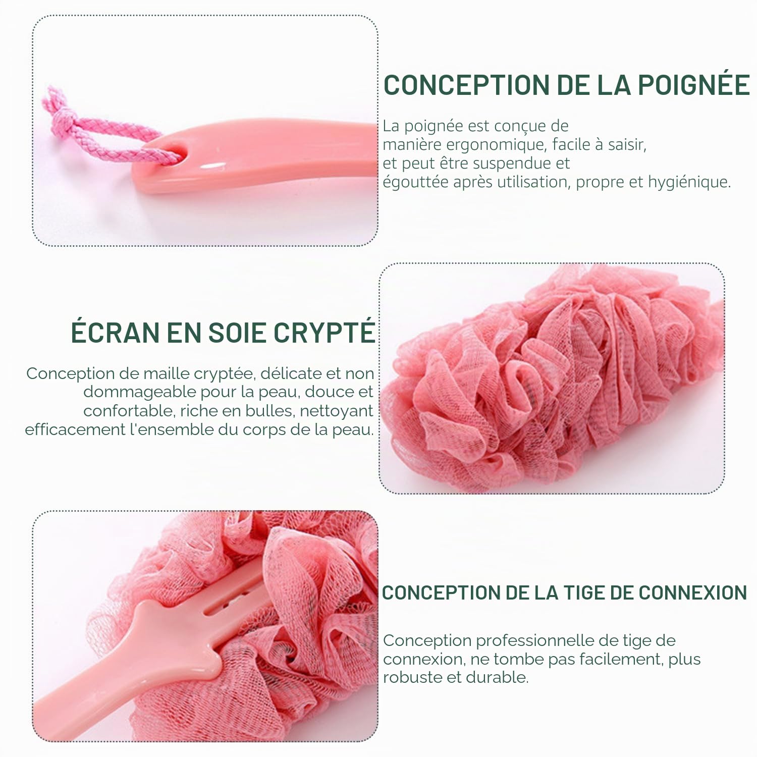 Lot de 2 brosse de bain à long manche et douche