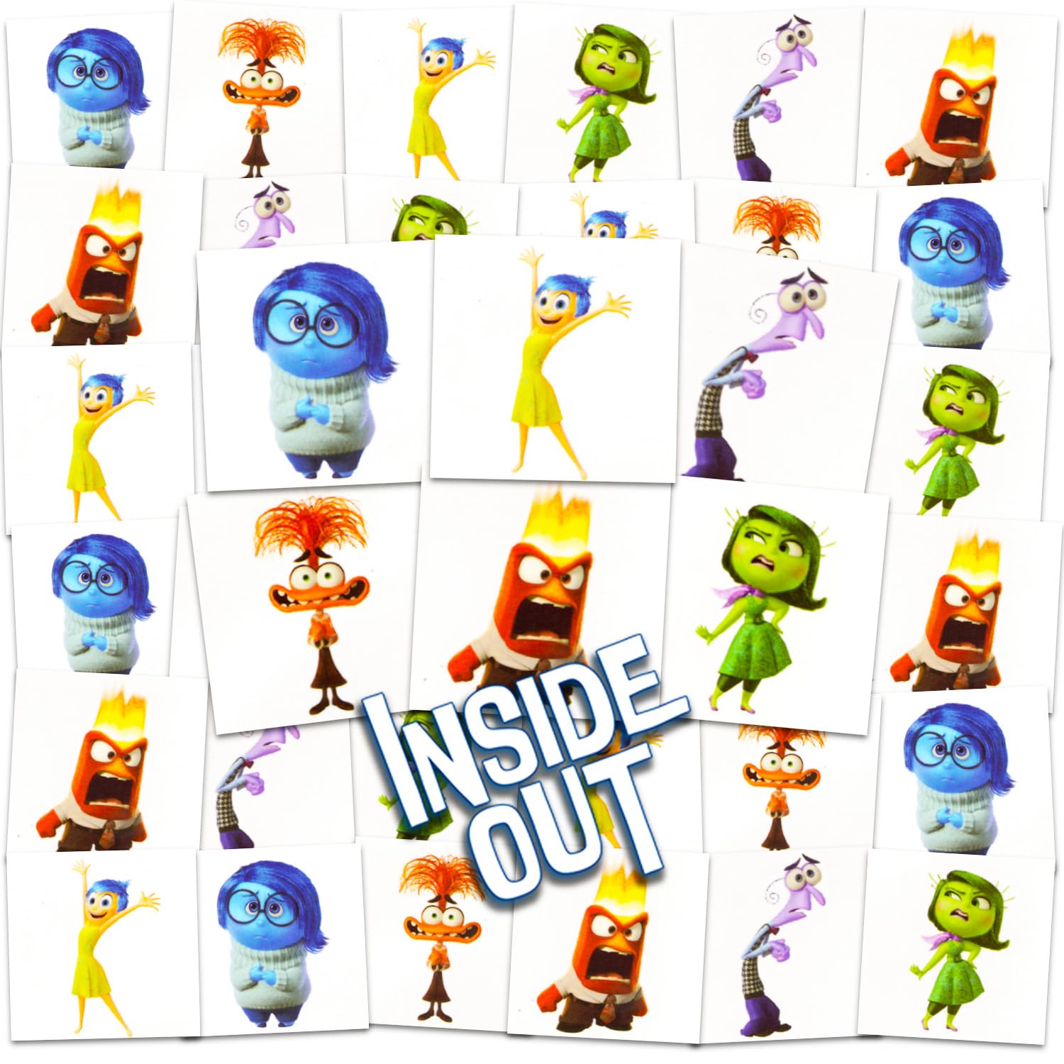 Disney Inside Out Tattoos Party Favors Bundle ~ 70+ Perforated Individual 2inch x 2inch Disney Inside Out Temporary Tattoos for Kids, Boys, Girls (Disney Inside Out Party Supplies MADE IN USA)