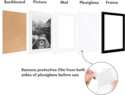 Vista 119 de Americanflat Portarretratos de 5 x 6 pulgadas con plexiglás pulido, juego de 5 portarretratos de 2 x 3 pulgadas con paspartú o para fotos de 5 x 6