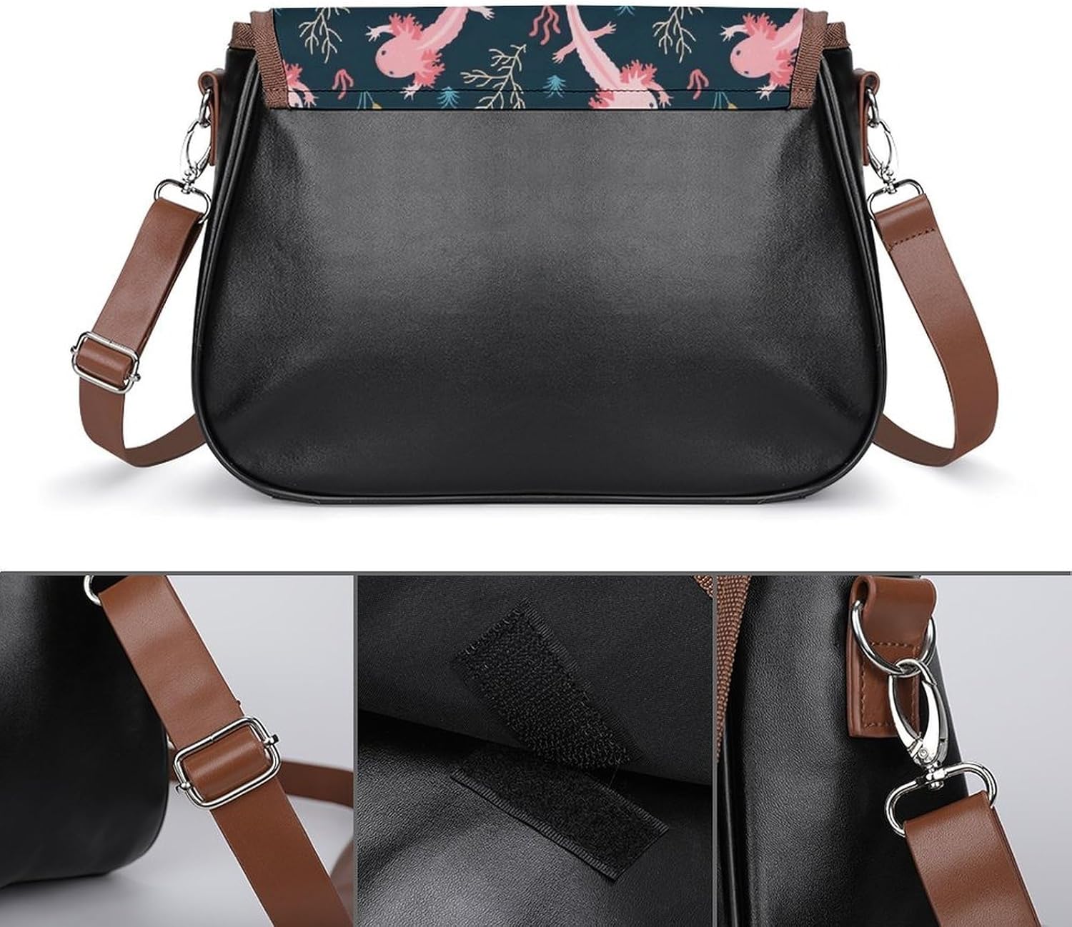 Axolotl_62810991Women's Faux Leather Crossbody Bag, Waterproof Wrinkle-Resistant Shoulder Bag with Detachable Strap, Large Capacity Casual Handbag, Fashion Daily Purse for Shopping Work Dating, Ideal