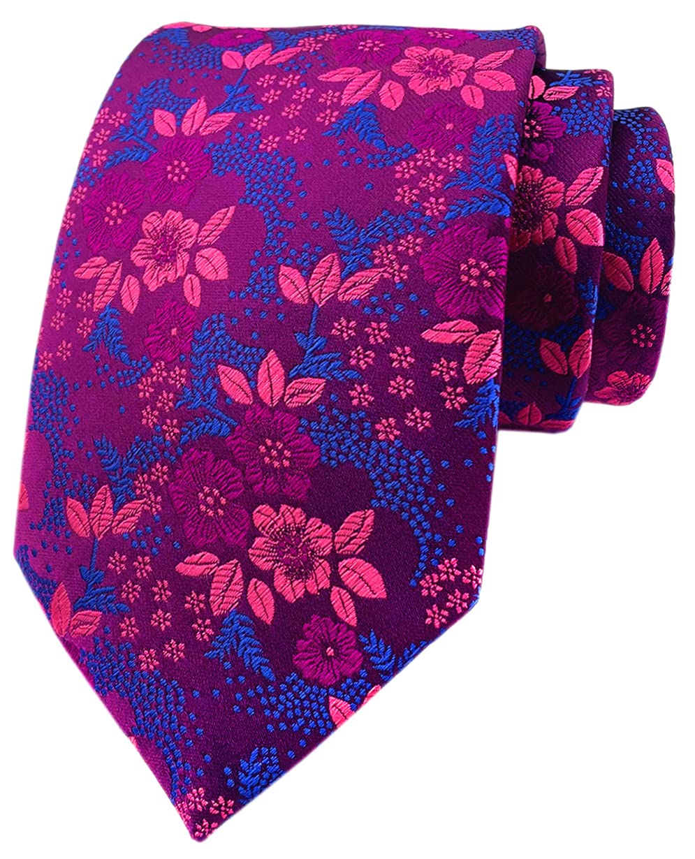 Elfeves Men's Tie Cravat Jacquard Luxury Small Floral Pattern Wedding Necktie