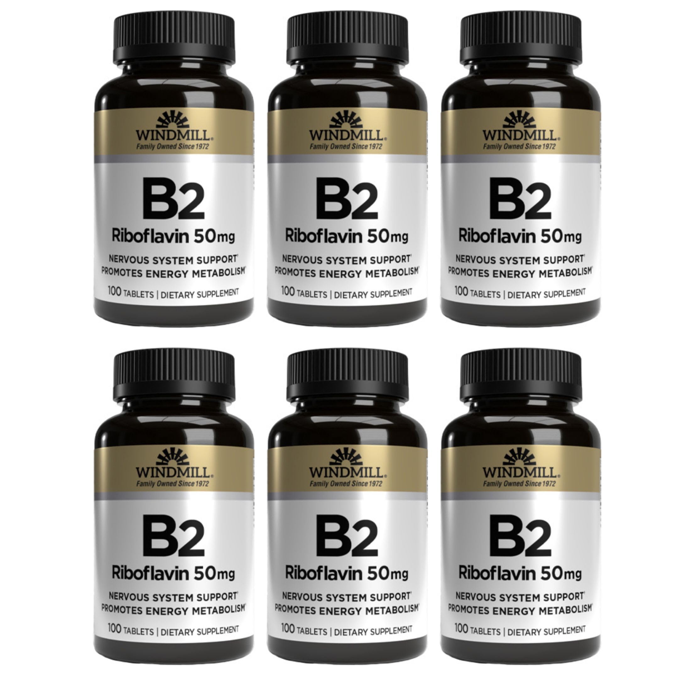 Windmill Vitamin B-2 50 mg Tablets - 100 ea (6 Pack)