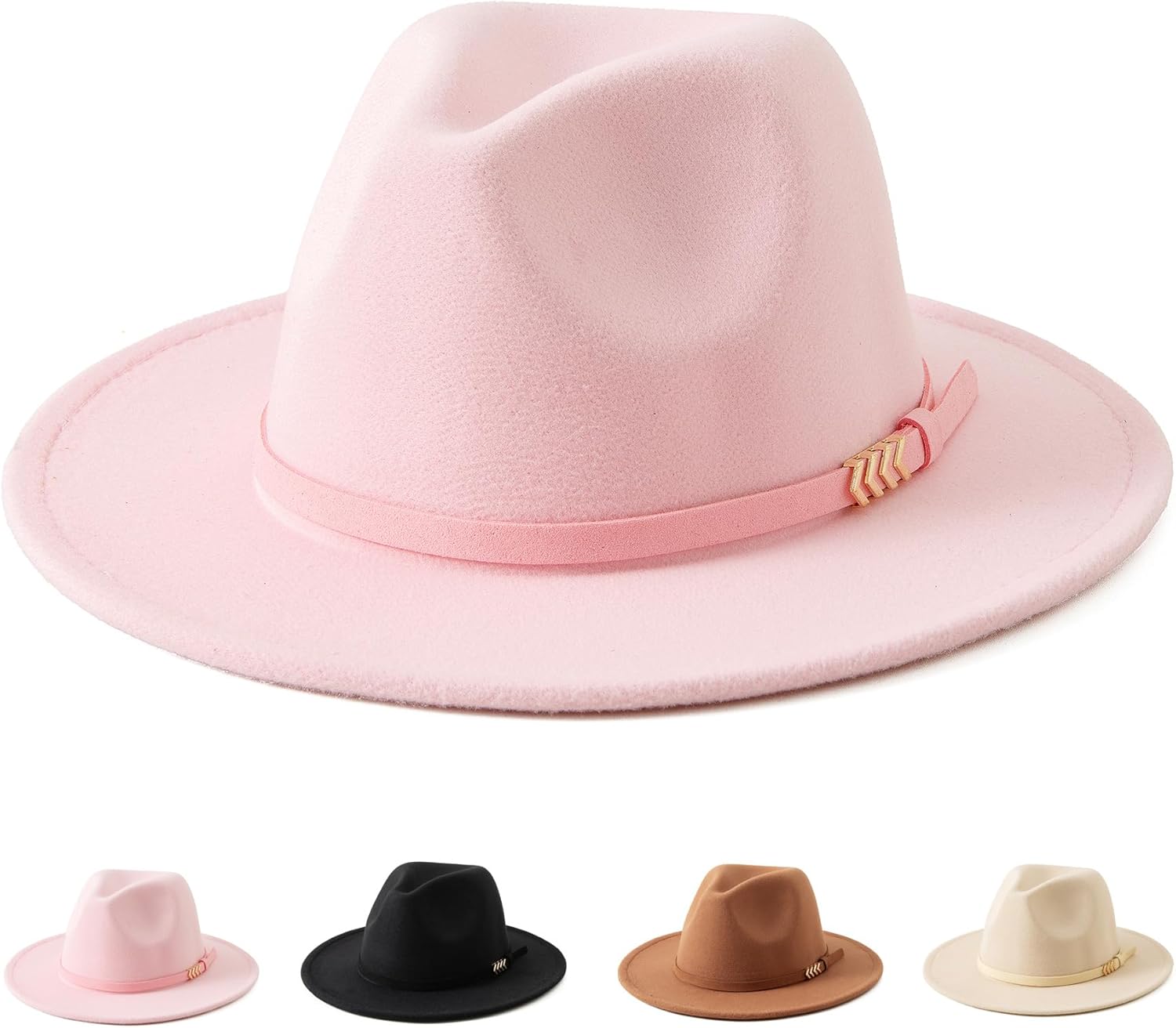 Jastore Kids Girls Boys Classic Wide Brim Bowknot Floppy Fedora Hat Wool Felt Bowler Cap