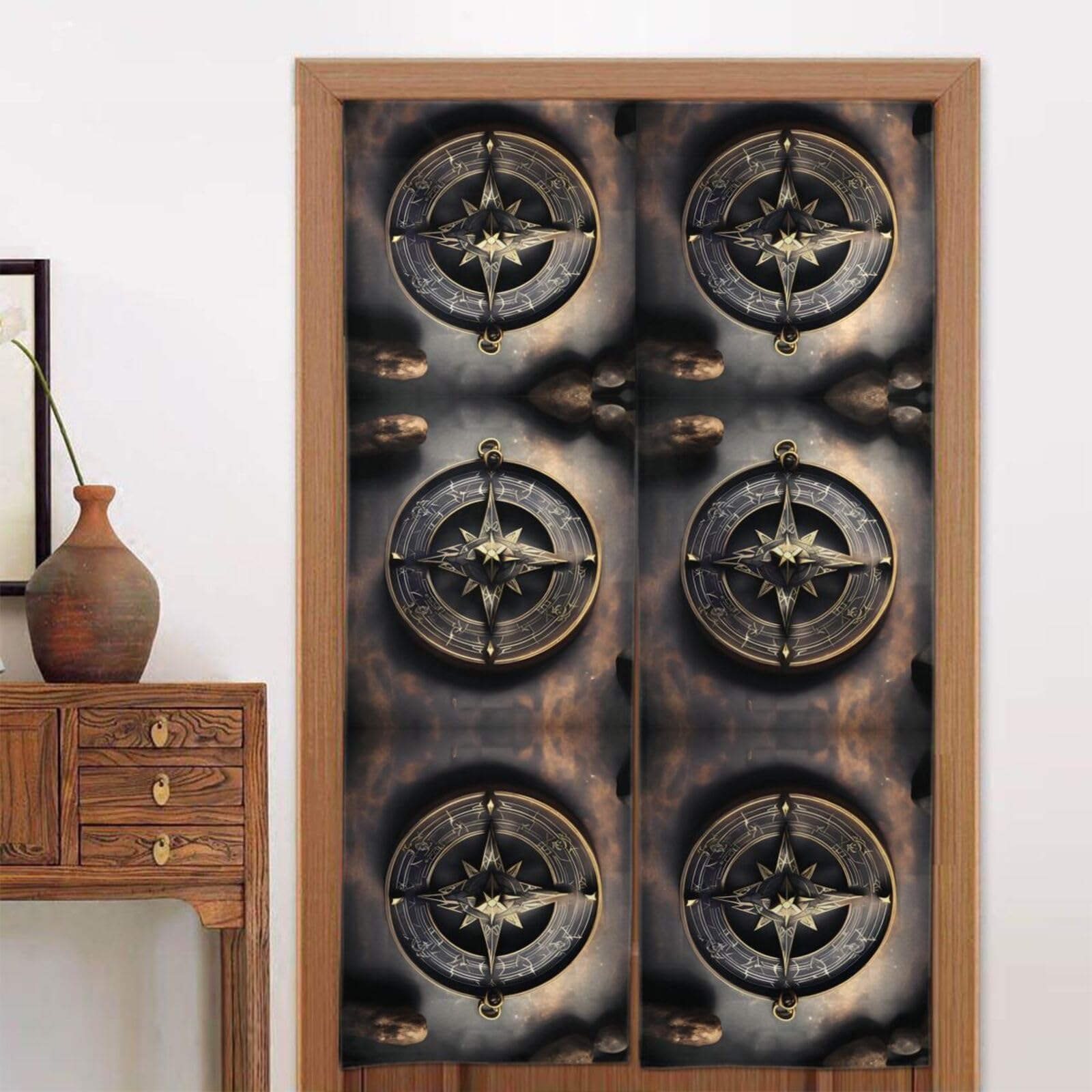 CNTDBU Magical Design Norse Runes Compass Door Curtain 34x56 Inch-Room Divider Panel for Privacy, Entryway Screen for Kitchen Bedroom