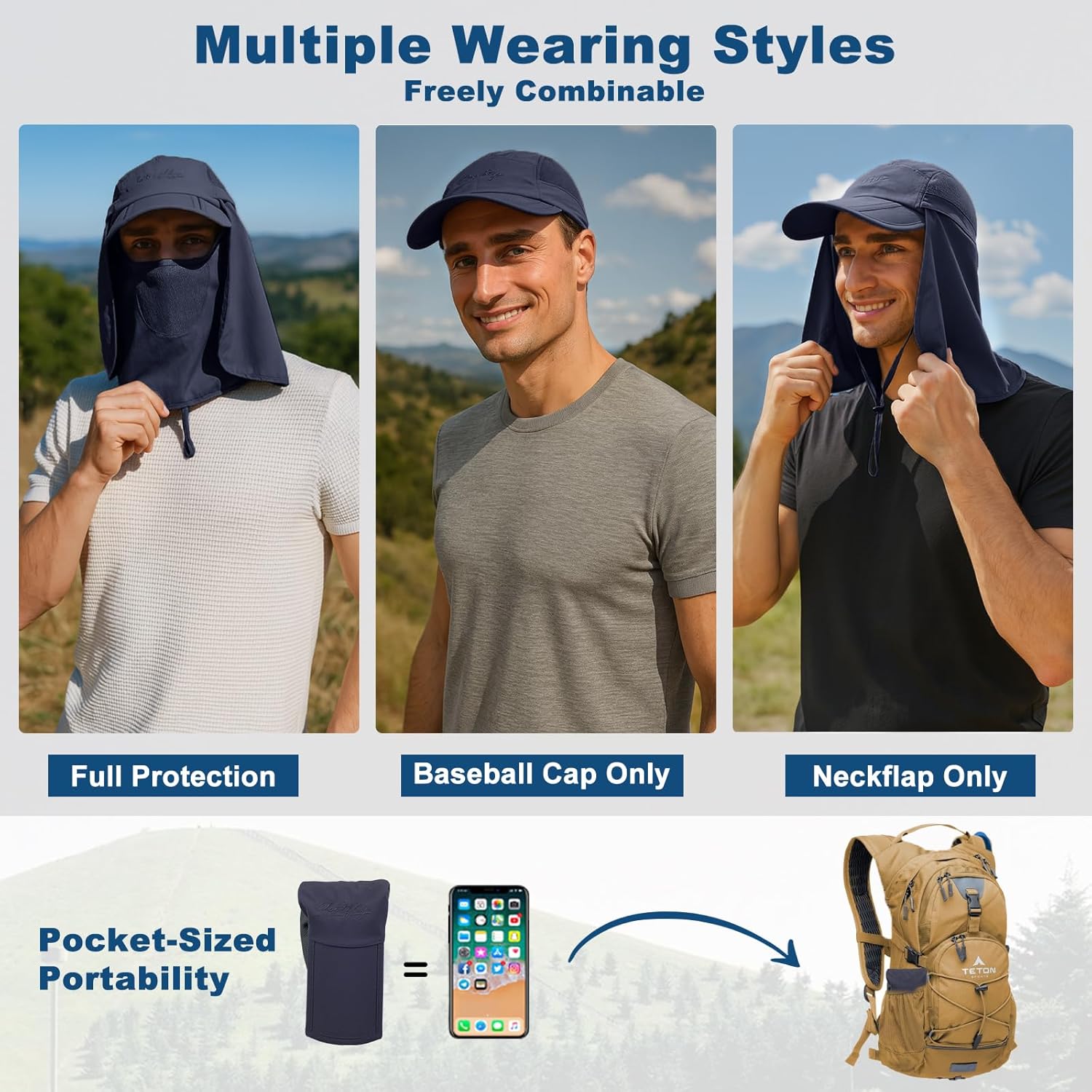 Surblue Neck Face Flap Outdoor Cap UV Protection Sun Hats Fishing Hat Quick-Drying UPF50+ - Image 4