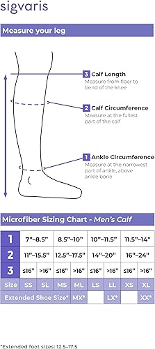 Miniatura 7 de SIGVARIS Calcetines de microfibra 820 con punta cerrada para hombre, 20-30 mmHg