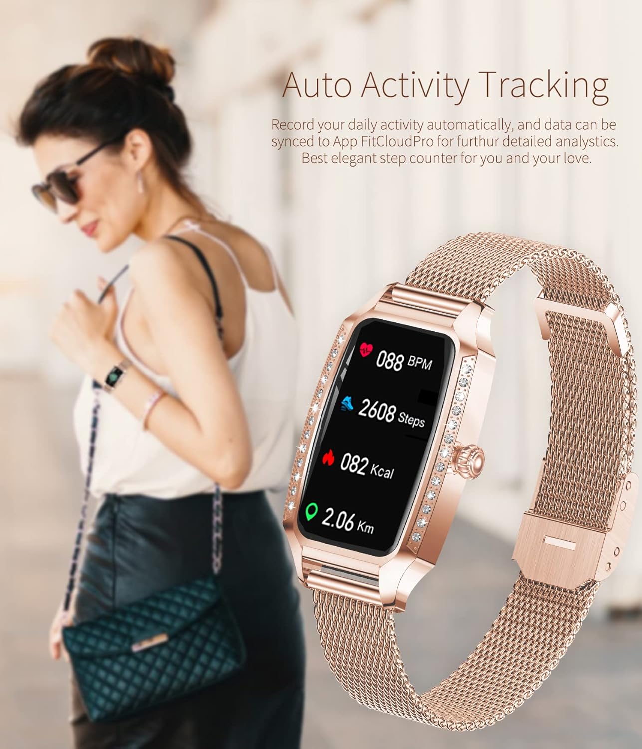 Efolen Smartwatch Donna Orologio Smartwatch Crystal per Donna con Contapassi Notifiche Messaggi Monitoraggio del Sonno Smart Watch Impermeabile IP68 per Android iOS Efolen Smartwatch Donna Orologio Smartwatch Crystal per Donna con Contapassi Notifiche Messaggi Monitoraggio del Sonno Smart Watch Impermeabile IP68 per Android iOS