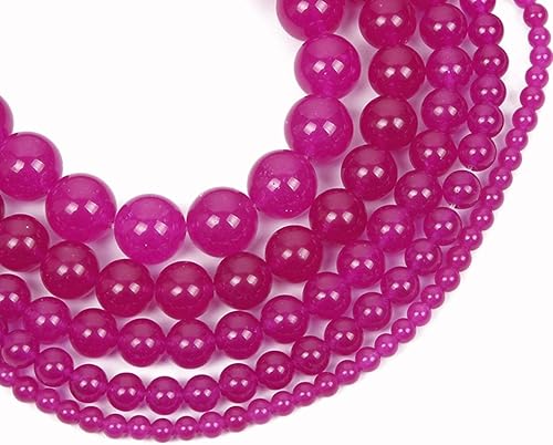 Miniatura 4 de ACYUNLEI Cuentas de piedra natural de 0.315 pulgadas de profundidad, calcedonia fucsia, redondas, sueltas, energéticas, curativas para pulseras,