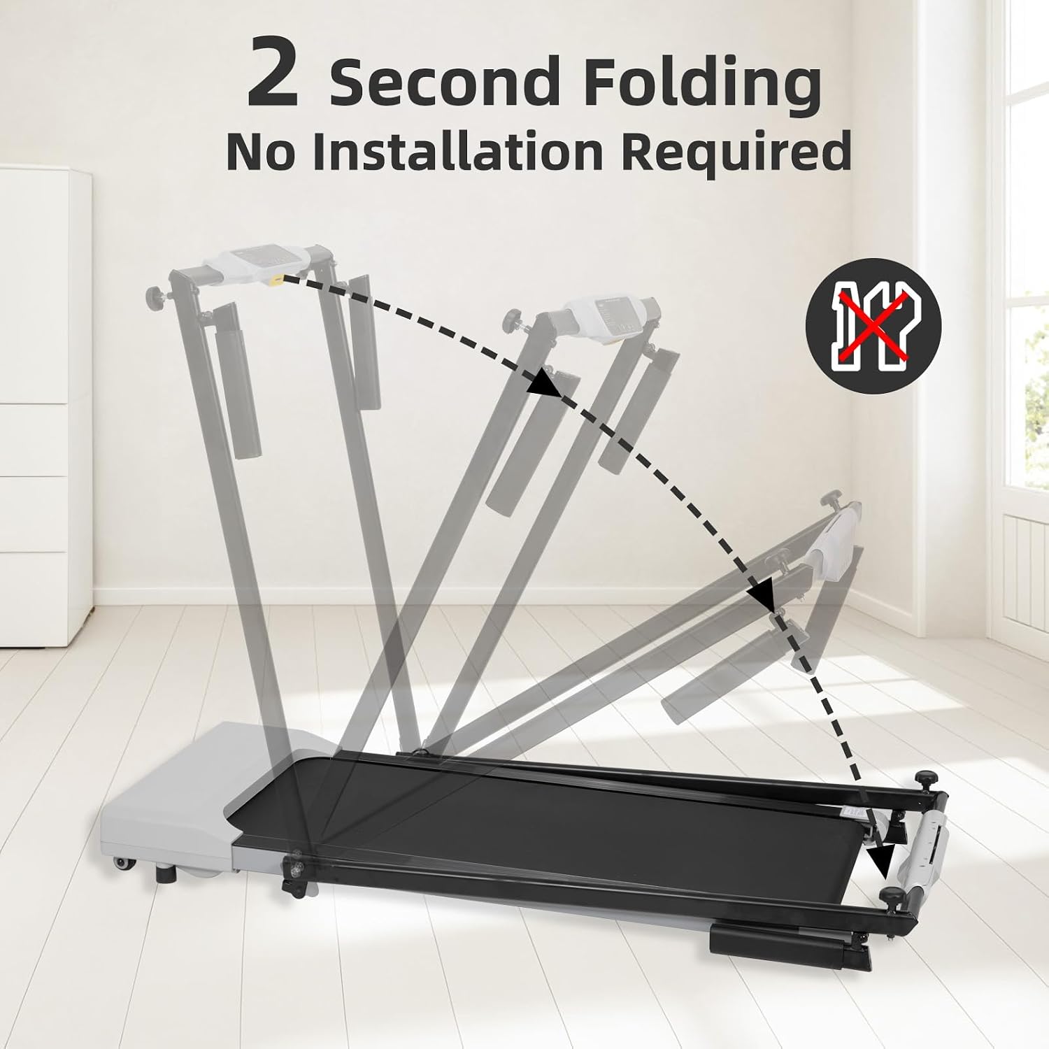 Walking Treadmill for Home, Grey Under Desk Treadmill with LED Display, Portable Running Machine up to 7.5MPH, Adjustable Speed for Walking Jogging, Built-in Wheels for Easy Move