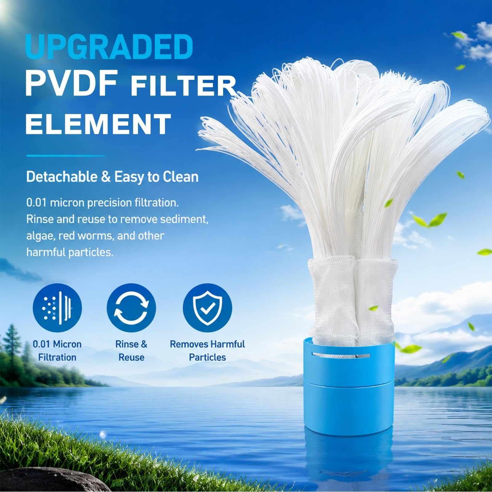 3 Wkładów Filtracyjnych Wody PVDF Ultrafiltration, 10x4,7",zmywalny,wymienny Filtr Wstępny,filtracja 0,01 Mikrona Całego Domu,pod Zlewem I Systemów Odwróconej Osmozy RO