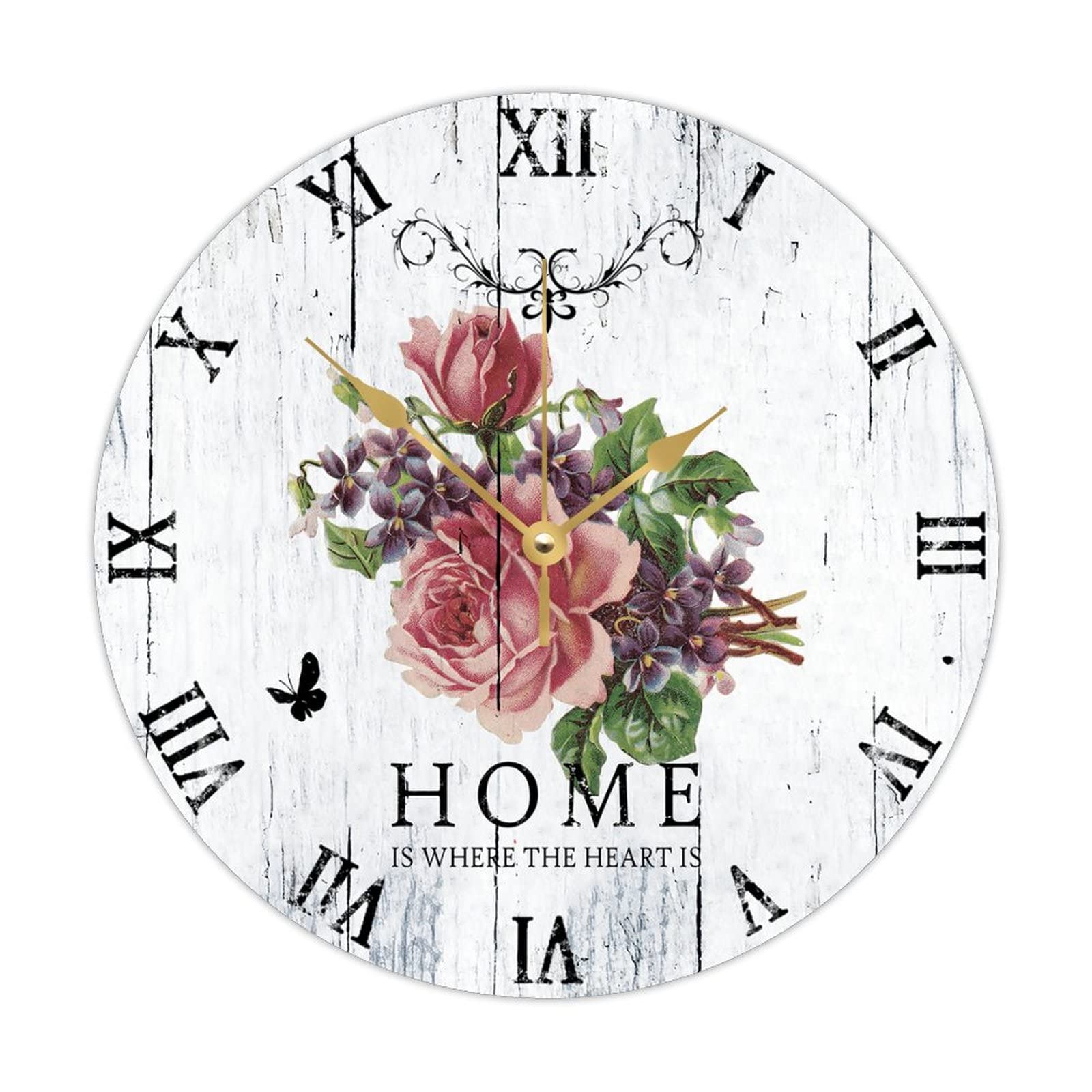 Horloge murale vintage bois idée cadeau crémaillère et anniversaire 38cm