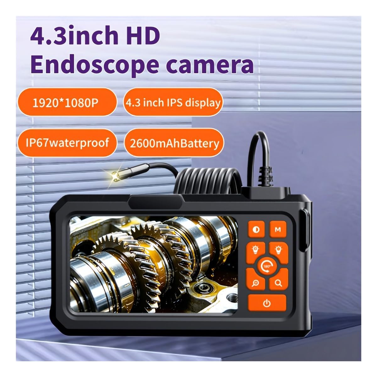 4,3" Boroscopio Industrial de la Prenda Impermeable de la cámara 1080P HD IP67 del endoscopio del IPS(5M)