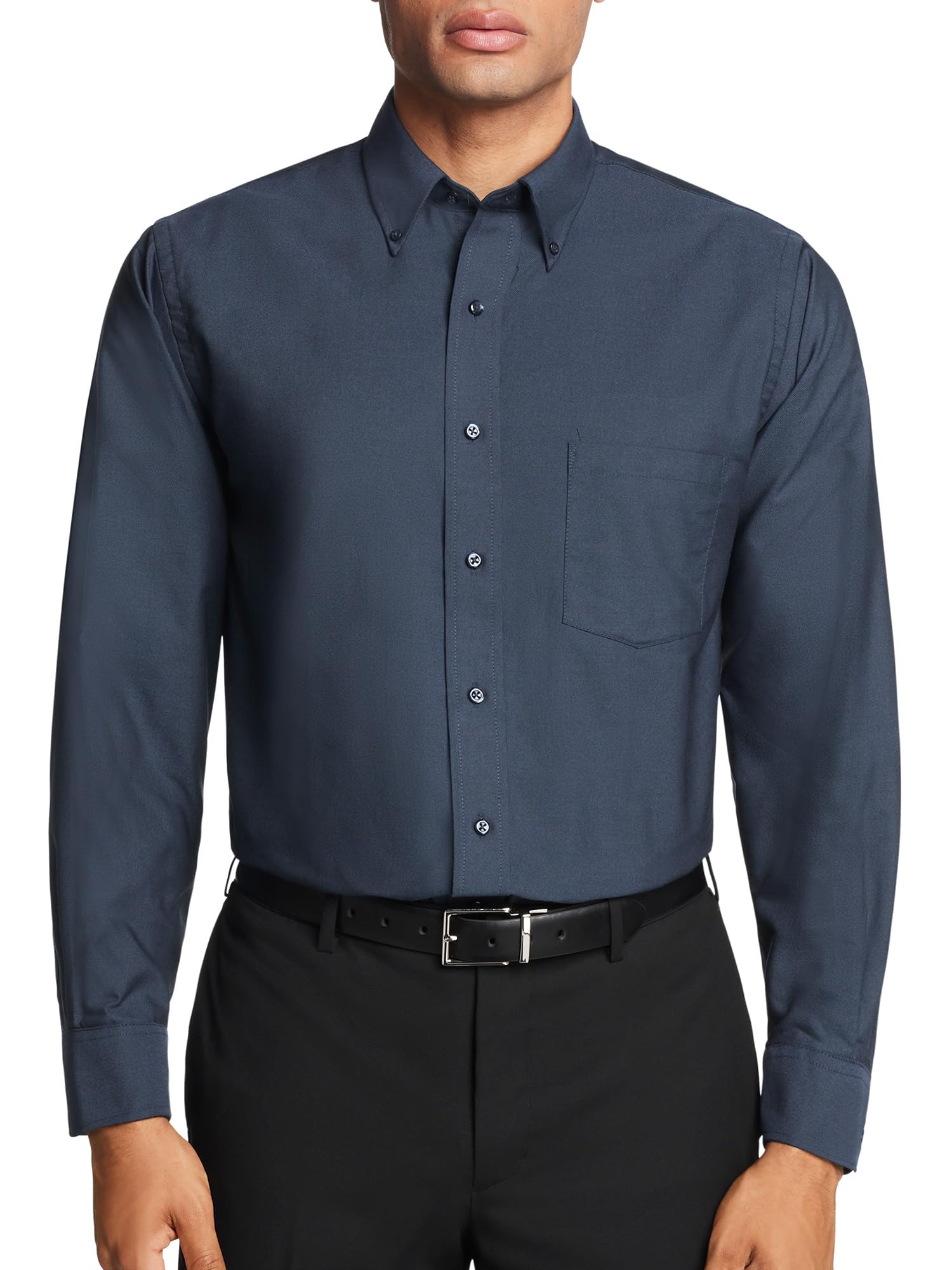 Van Heusen Men's Dress Shirt Regular Fit Oxford Solid, Navy, XL