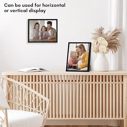 Miniatura 5 de Americanflat Portarretratos de 8 x 10 pulgadas con vidrio inastillable, colección Streamline, marco de fotos de borde fino para mesa y exhibición de