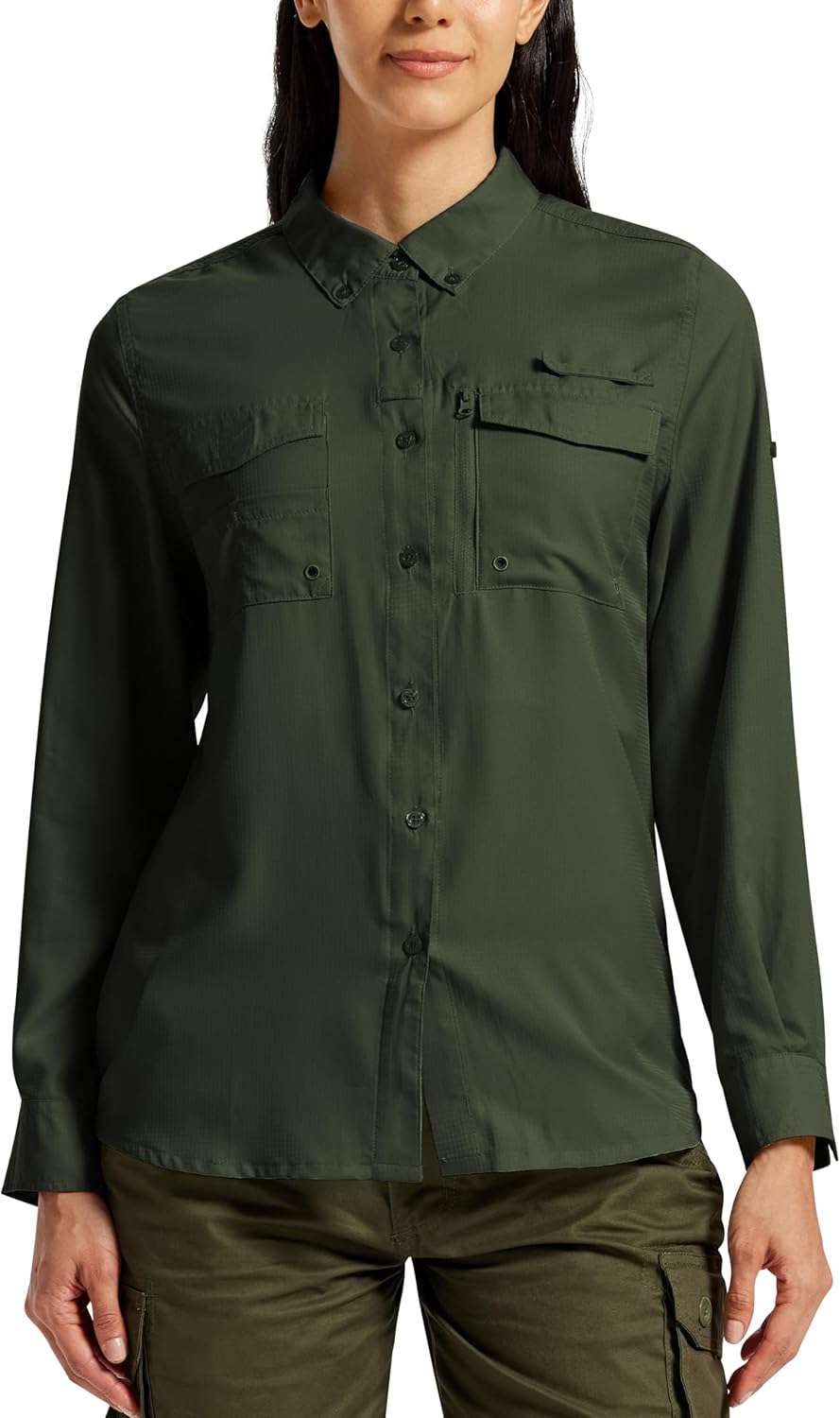 MoFiz Womens UPF 50+ UV Sun Protection Safari Shirts Long Sleeve Outdoor Cool Quick Dry Fishing Hiking Gardening Shirts - Image 2