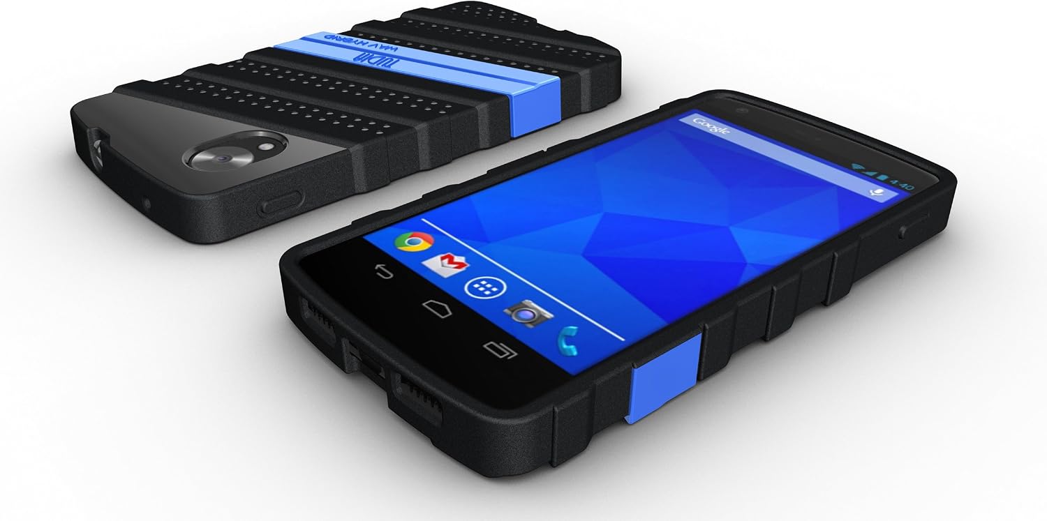 TUDIA [WAV-Hybrid] Dual Material Protective Bumper Case for Google Nexus 5 (Black/Blue)