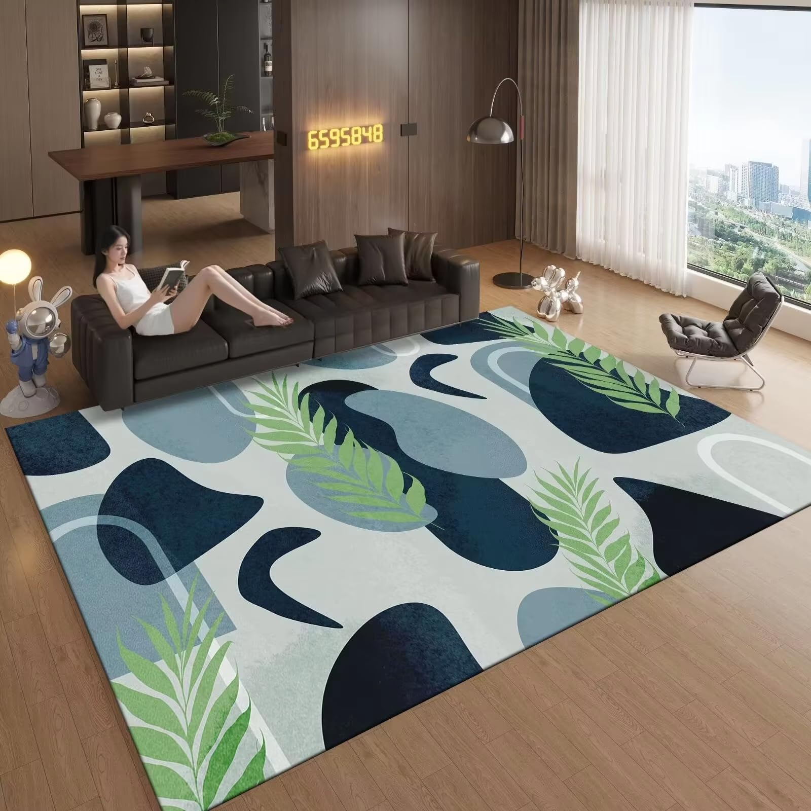 Tapis de sol nordique abstrait 100x160 cm lavable et antidérapant pour salon moderne