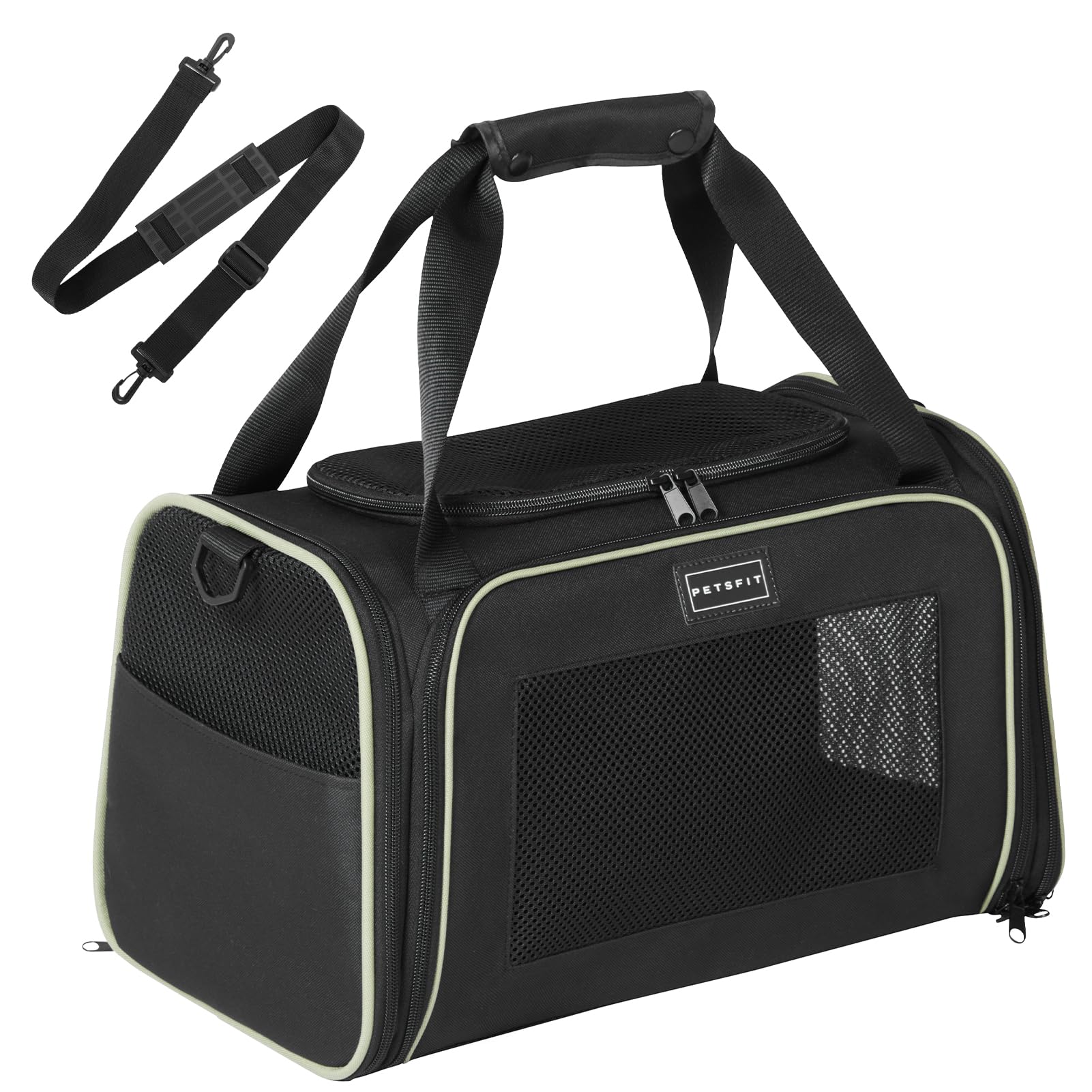 Petsfit Petsfit Transportin para Gatos Plegable Transportin Gato Mochila Pequeño Transportin Bolso Perro Transpirable con Tirantes Ajustables y Acolchado Suave Coche y Tren