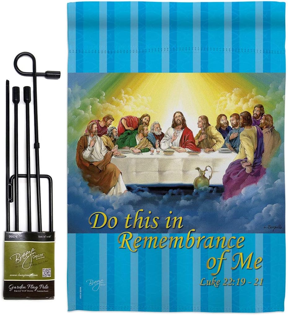 Breeze Decor Last Supper Garden Flag Set with Stand Religious Faith Hope Grace Peace Dove Christian Religion Easter House Decoration Banner Small Yard Gift Double-Sided, Made in USA